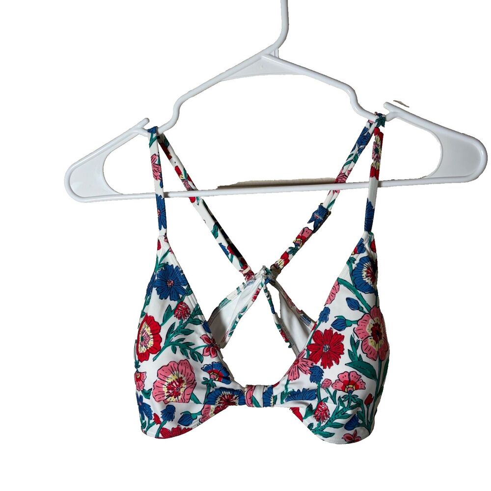 Vineyard Vines Bikini Top Women's Large Floral Colorful Strappy Adjustable